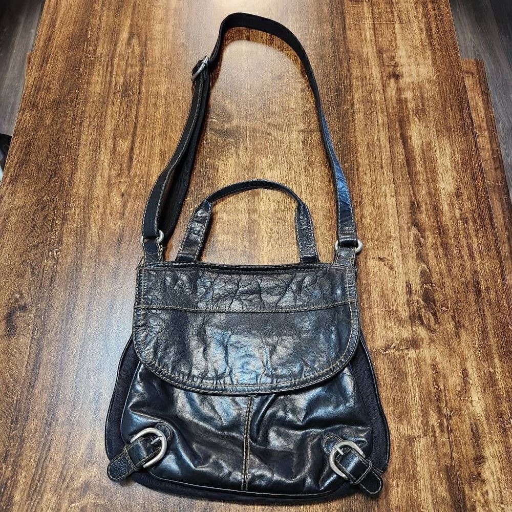 Fossil Lizette leather/canvas messenger bag